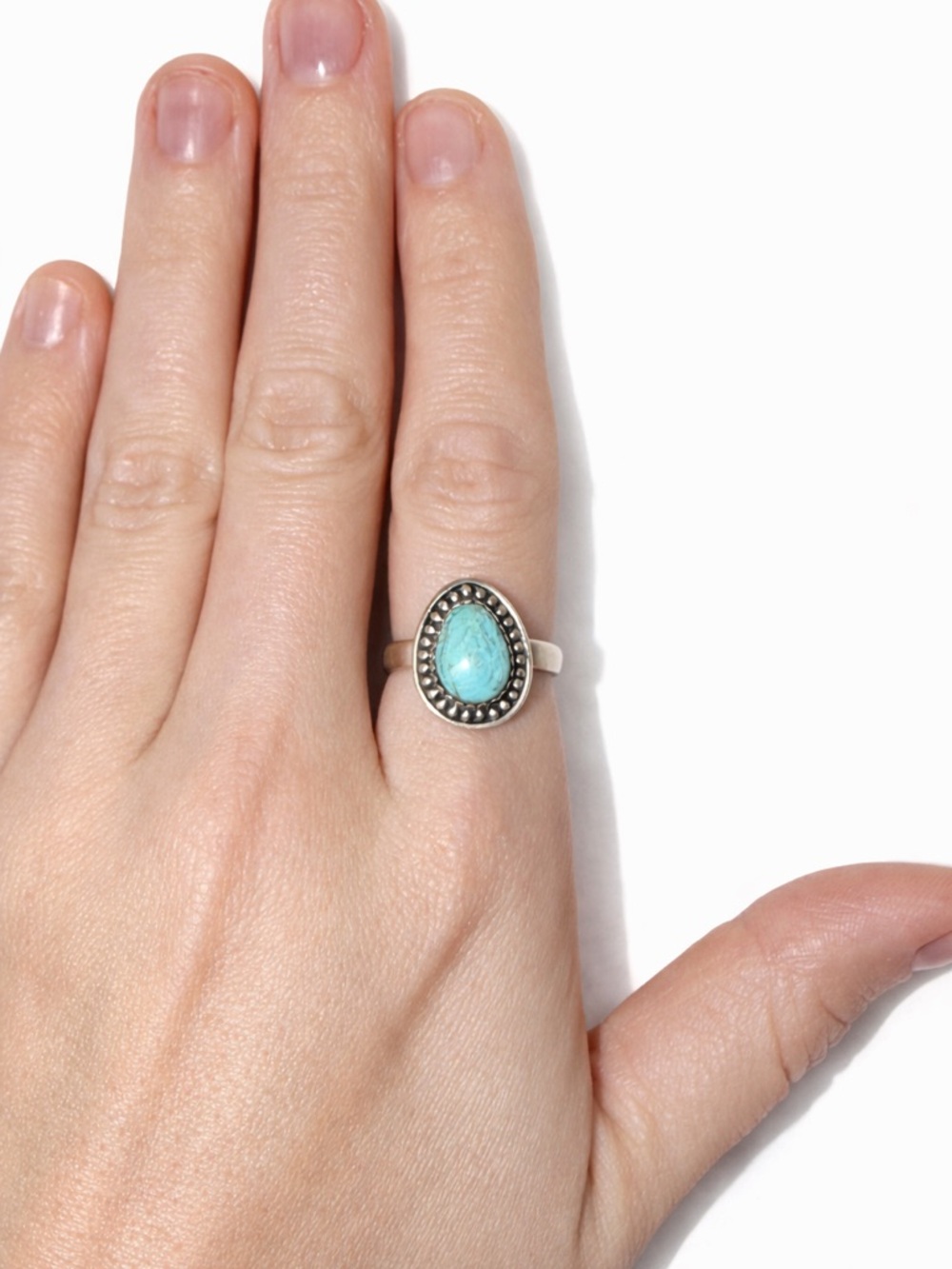 Pear-Shaped #8 Turquoise Adjustable Ring
